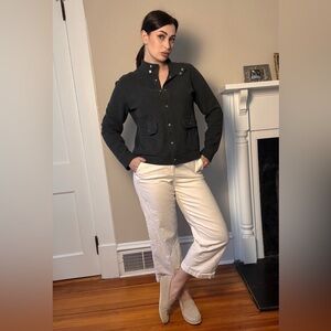 Lauren Ralph Lauren Gray Snap Front Jacket Utility Style Cotton Blend Size L